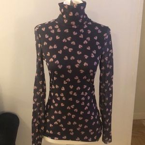 Ganni Tilden Mesh Floral Turtleneck